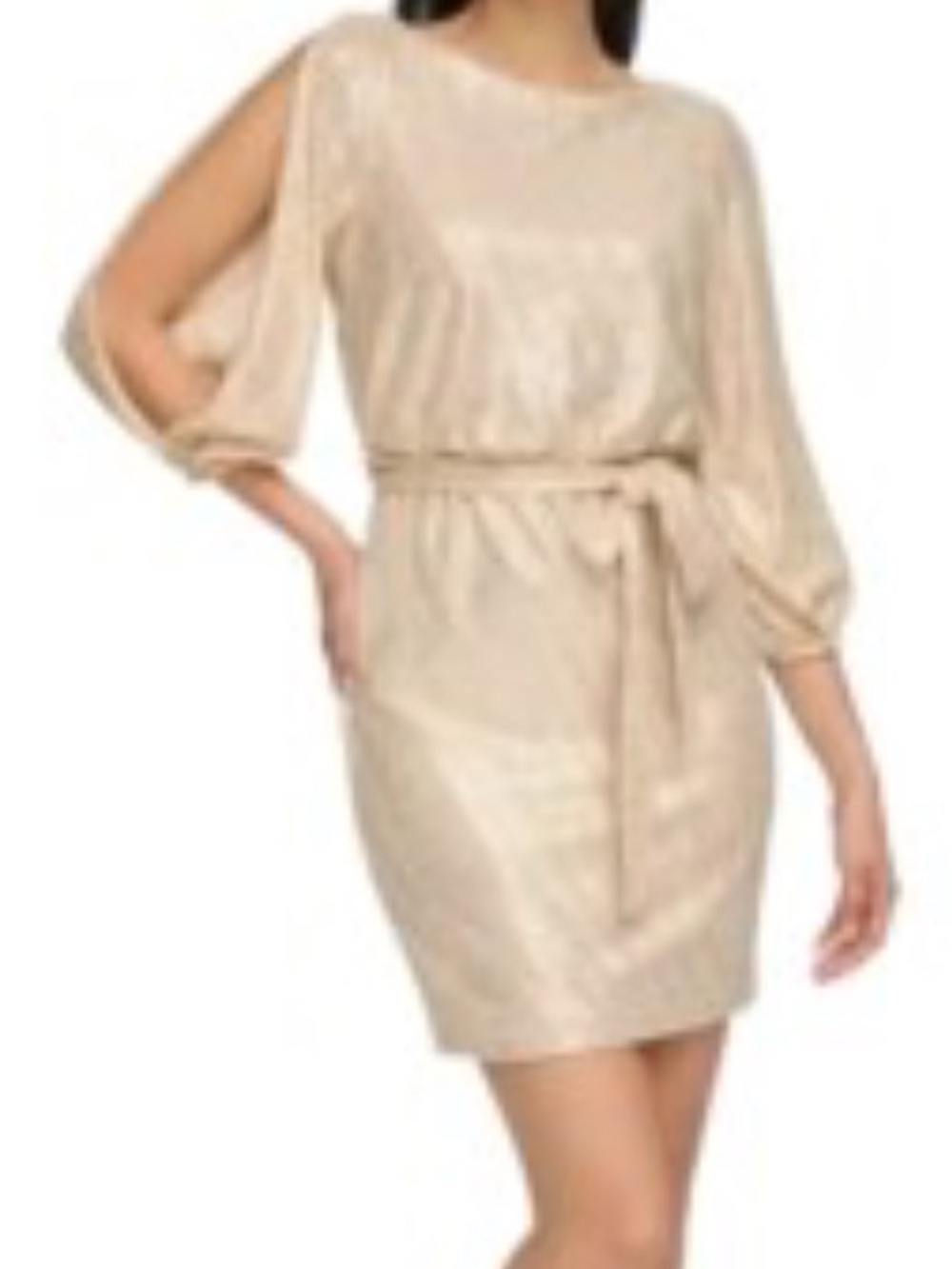 Jessica Howard Blush Sequin Belted Cocktail Dress